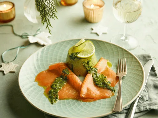 Bimi-timbaaltjes met zalm en peterselieolie