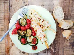 BBQ garnalenspies met courgette