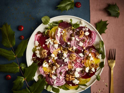Bietencarpaccio met geitenkaas