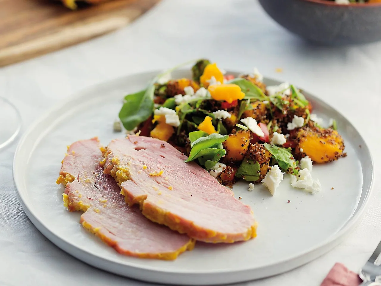 Beenham met canihua-pompoensalade