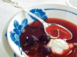 Bietenbouillon met mierikswortelroom