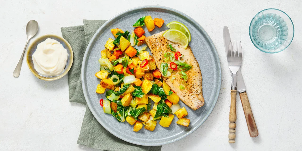 Beekridder zalm met herfstroerbak met een Oosterse touch