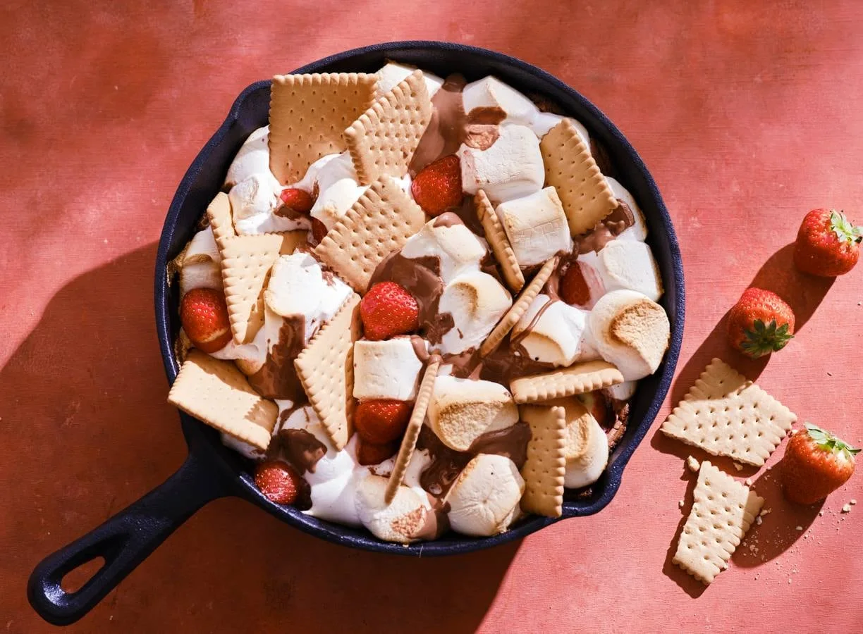 BBQ s’mores met aardbeien en chocola