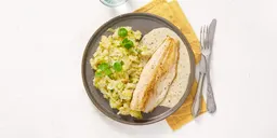 Beekridder streekvis met miso-roomsaus en waterkerspuree